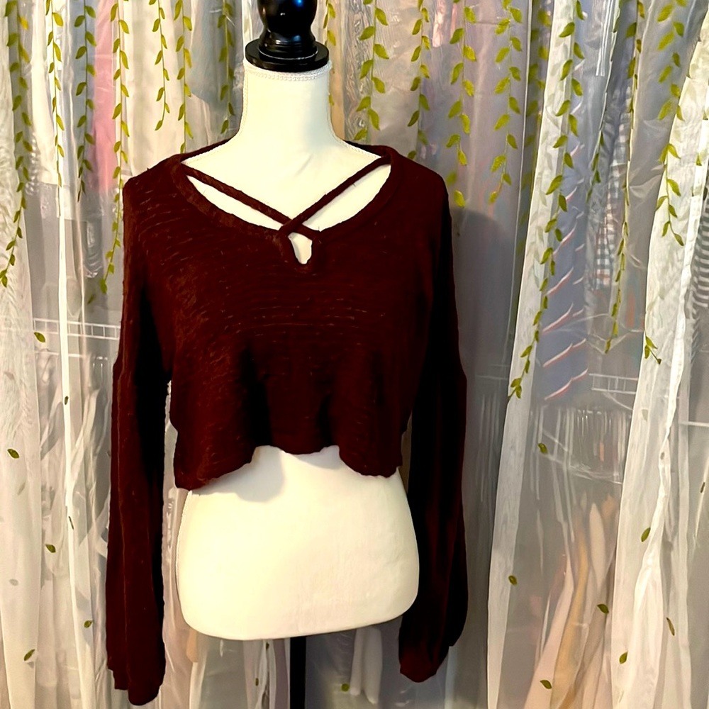 Burgundy Sweater Cropped Top